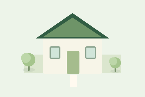 Illustration of a home with a green roof