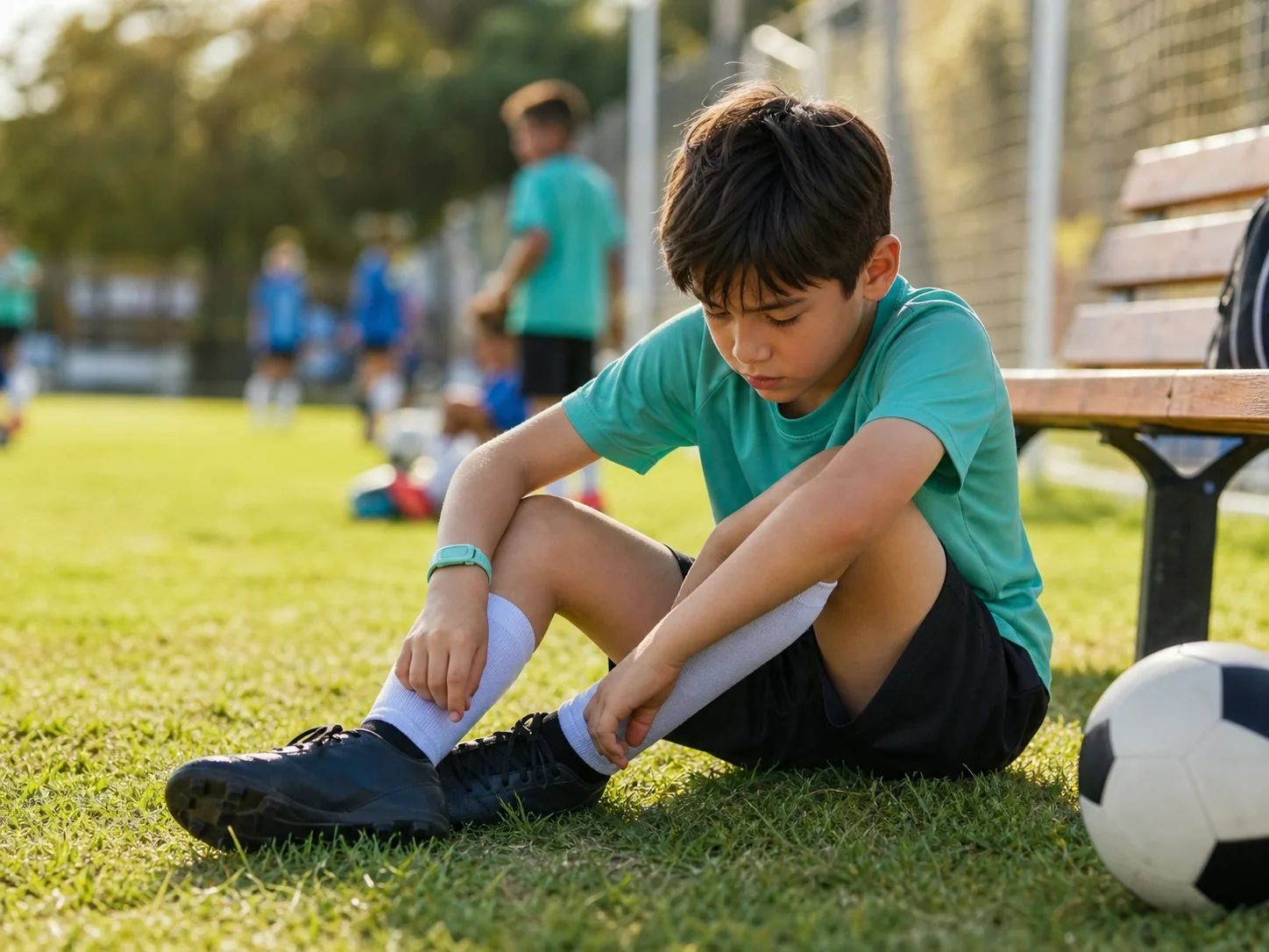 Illustration of a child pausing during an active day wearing a Panda band.